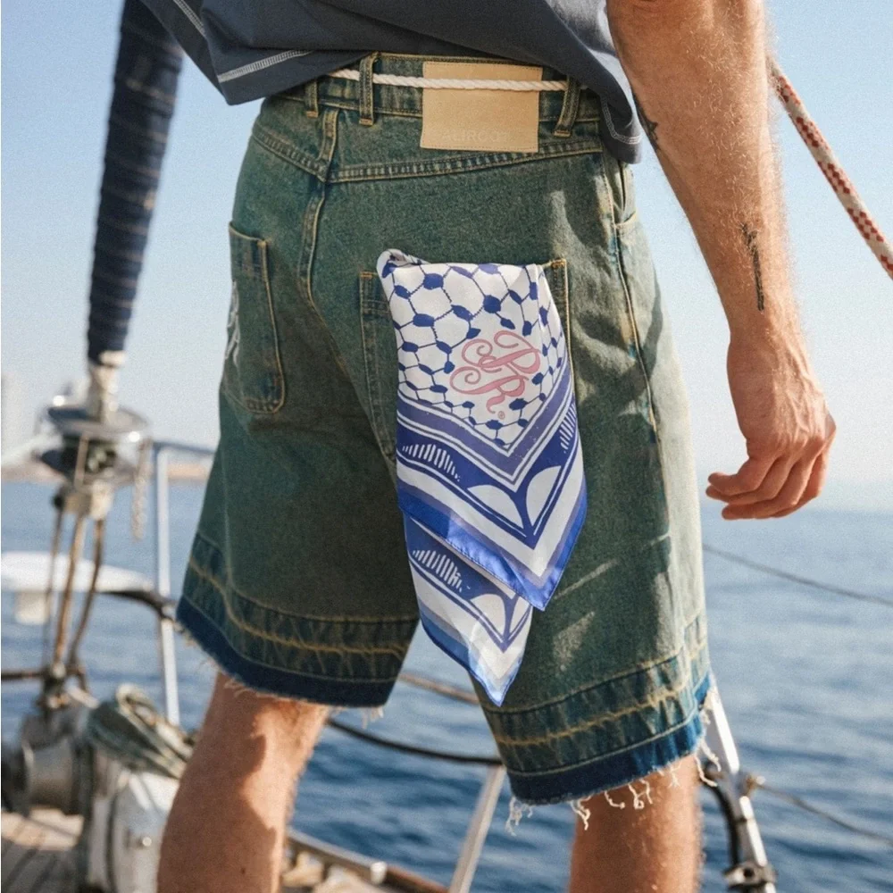 NWT PaliRoots FISHNET SILK BANDANA NAVY - Picture 4 of 10